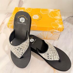 Macy's Black and Silver Sandals with Metallic Finish